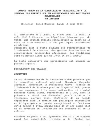 COMPTE RENDU DE LA CONSULTATION PREPARATOIRE A LA ...