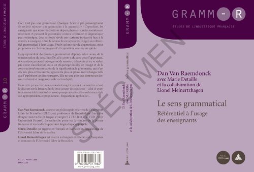 Le Sens Grammatical Referentiel A L Usage Des Enseignants Gramm R