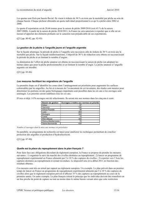 La reconstitution des stocks d'anguilles