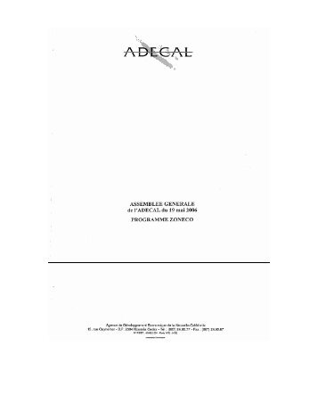 Assemblée Générale de l'ADECAL du 19 Mai 2006 - Zoneco ...