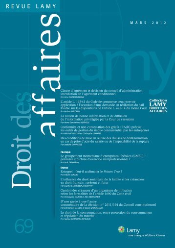 Revue LAMY Droit des affaires - Mars 2012 - n - Simon Associés