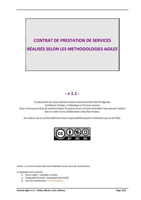 CONTRAT DE PRESTATION DE SERVICES ... - Contrat-Agile.org