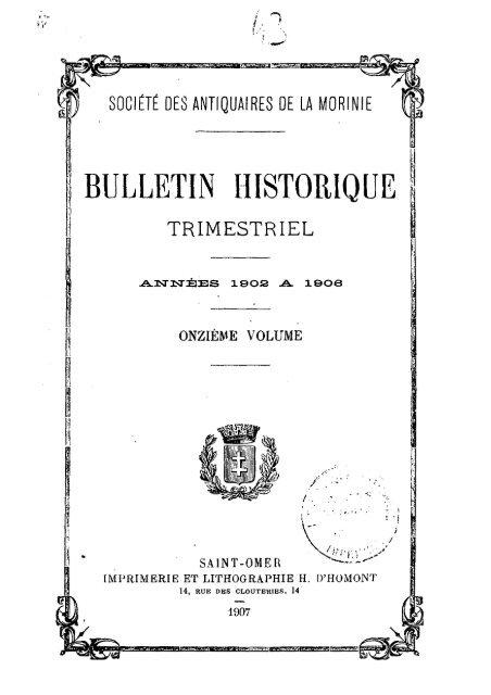 Bulletin historique trimestriel - Ouvrages anciens sur Saint-Omer ...