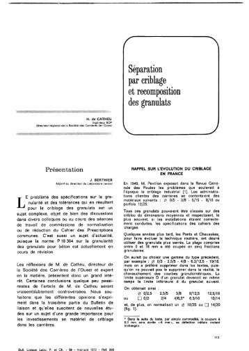 Séparation par criblage et recomposition des granulats