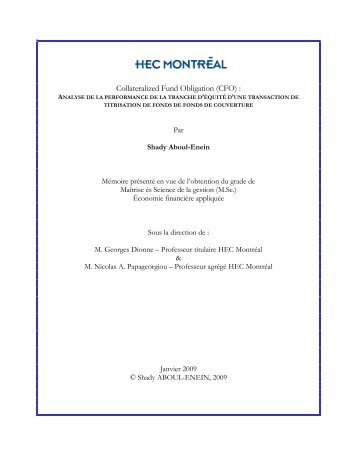 Collateralized Fund Obligation (CFO) : - HEC Montréal