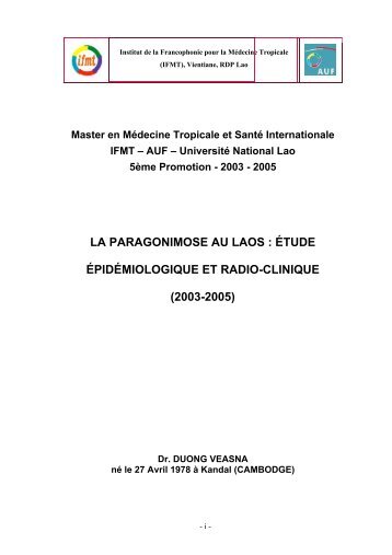 la paragonimose au laos - Institut de la francophonie pour la ...