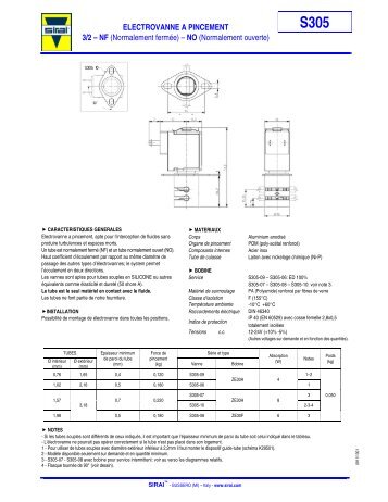 ELECTROVANNE A PINCEMENT 3/2 – NF (Normalement ... - Sirai