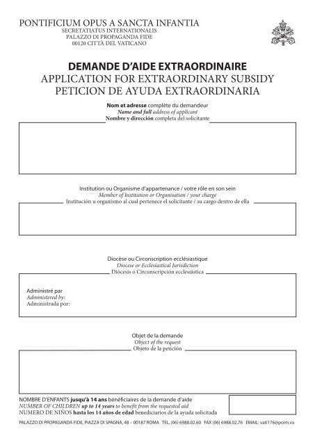 demande d'aide extraordinaire application for extraordinary subsidy ...