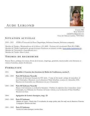 AUDE LEBLOND - Écritures de la Modernité