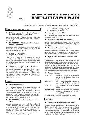 À tous les prêtres, diacres et agents pastoraux ... - Diocèse de Sion