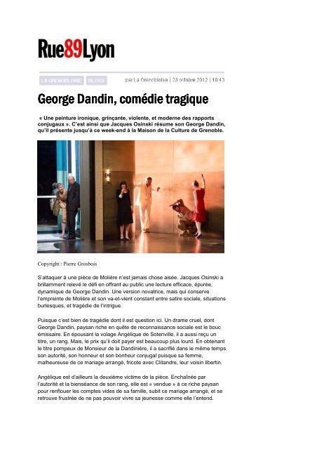 Dossier pédagogique George Dandin - Le Bateau Feu