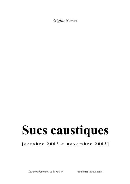 Giglio Nemes Sucs caustiques - Jean-Louis Costes - Free