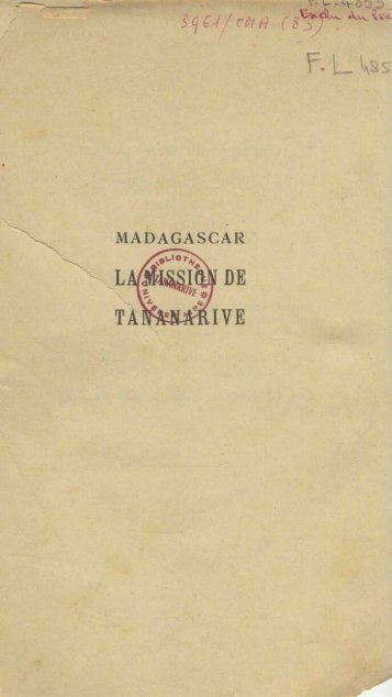 MADAGASCAR - Fonds patrimoniaux de l'OI