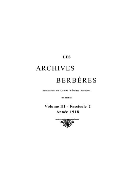 Archives Berberes Bibliotheque Numerique Marocaine