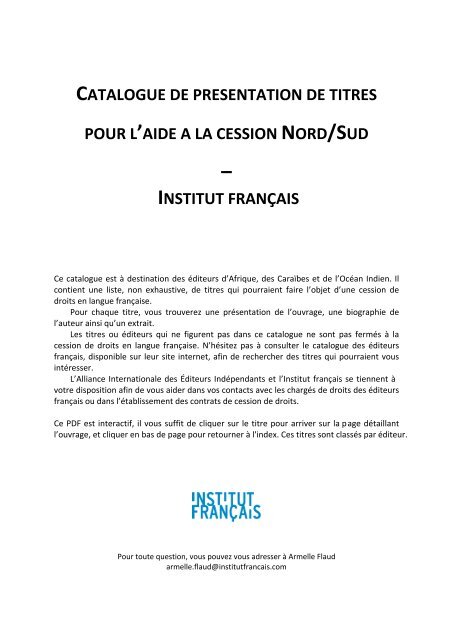 catalogue de titres disponibles - Institut francais