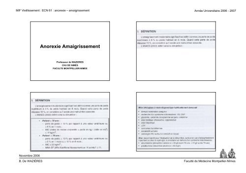 Anorexie Amaigrissement - Faculté de médecine de Montpellier