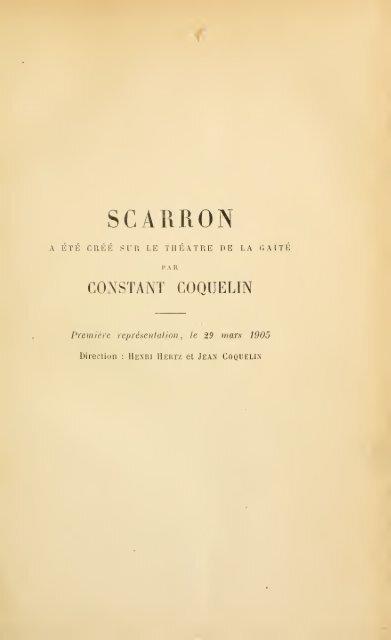 Scarron; comédie tragique, en cinq actes, en vers ... - Reynaldo Hahn