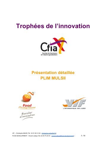 Présentation détaillée PLIM MULSII - Trophées Innovation CFIA