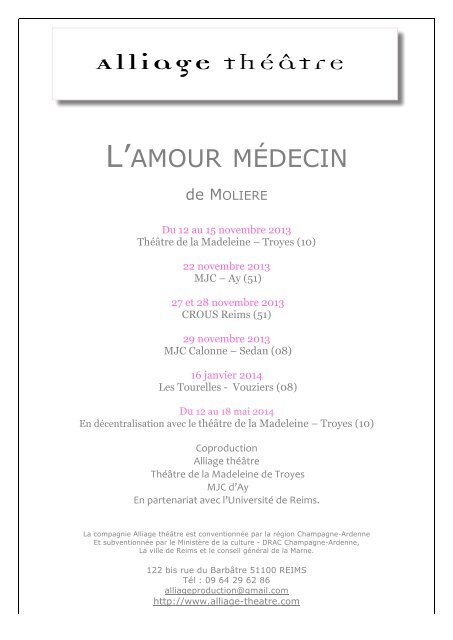 Dossier L Amour Medecin Alliage Theatre