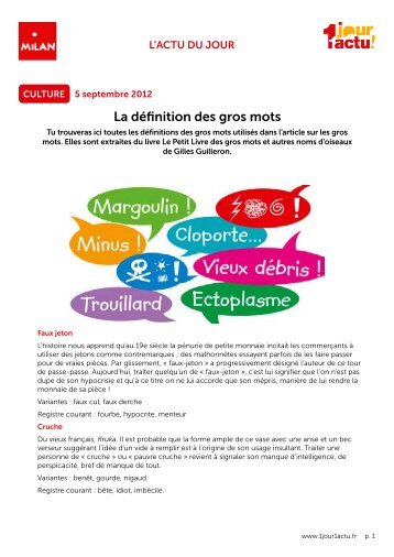 La définition des gros mots - 1jour1actu