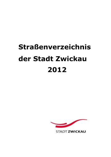 Straßenverzeichnis der Stadt Zwickau 2012