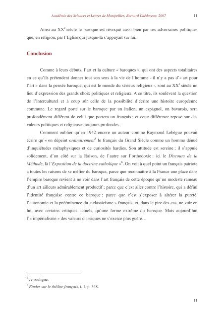 LE BAROQUE, LA FRANCE ET L'EUROPE Par Bernard Chédozeau