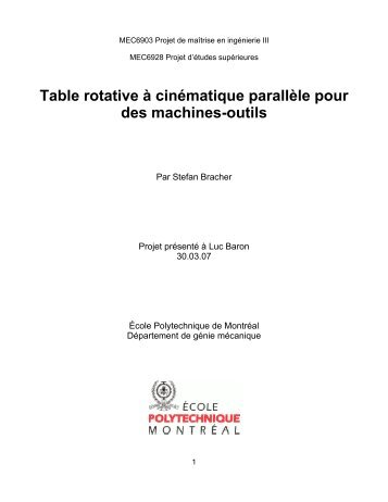 Table rotative à cinématique parallèle pour des ... - Stefan Bracher