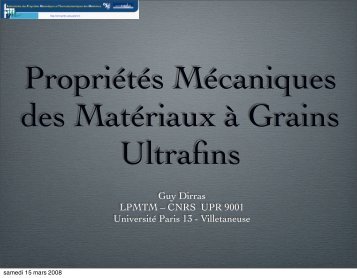 Propriétés mécaniques des matériaux à grains ultrafins: un ... - IM2NP