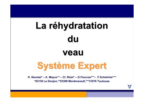 La réhydratation du veau Système Expert