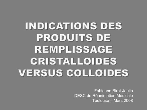 INDICATIONS DES PRODUITS DE REMPLISSAGE ...