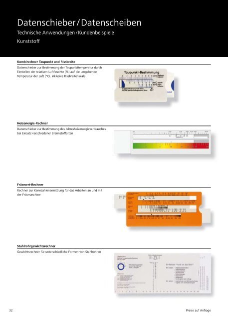 Lineale Datenschieber/Datenscheiben - schreiner coburg