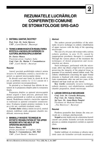 Rev. Rom de STOMATOLOGIE nr.1 - 2007.p65 - medica.ro