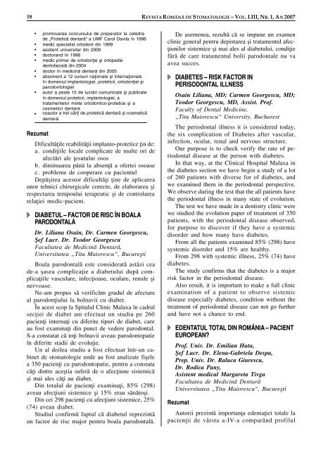 Rev. Rom de STOMATOLOGIE nr.1 - 2007.p65 - medica.ro