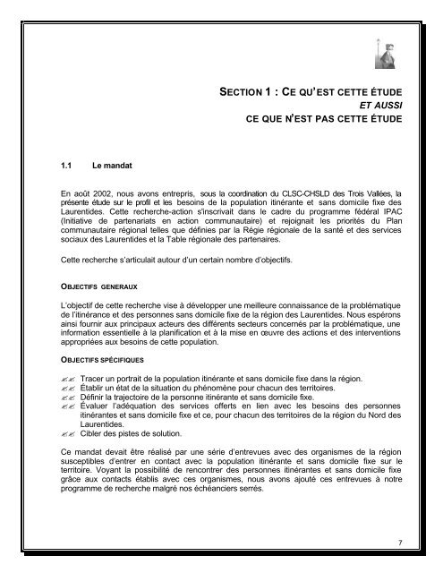 Rapport de recherche sur la population itinérante et - Homelessness ...