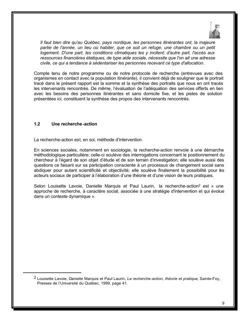 Rapport de recherche sur la population itinérante et - Homelessness ...