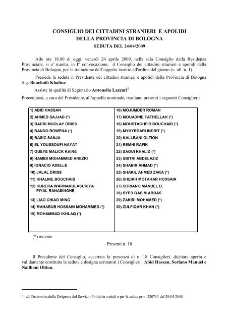 24 aprile 2009 - Provincia di Bologna