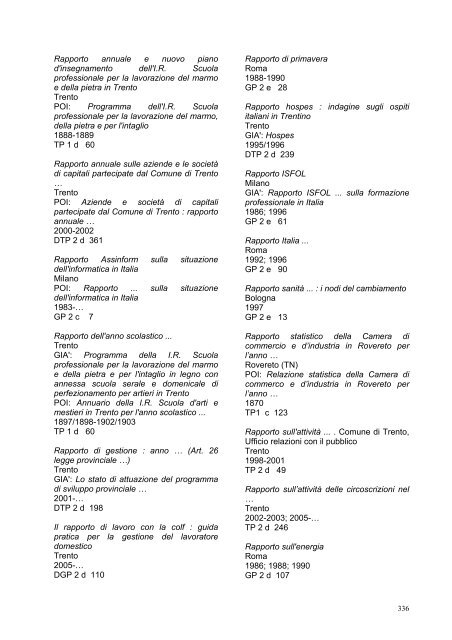 Catalogo dei periodici - Biblioteca Comunale di Trento