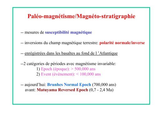 Paléo-magnétisme/Magnéto-stratigraphie