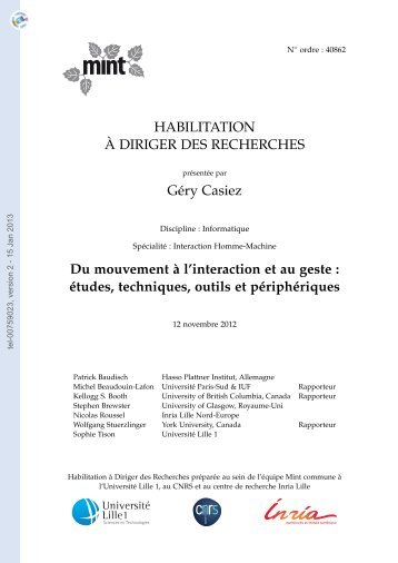 [tel-00759023, v2] Du mouvement à l'interaction et au geste : études ...