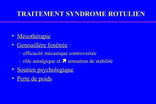 reeducation : syndrome rotulien