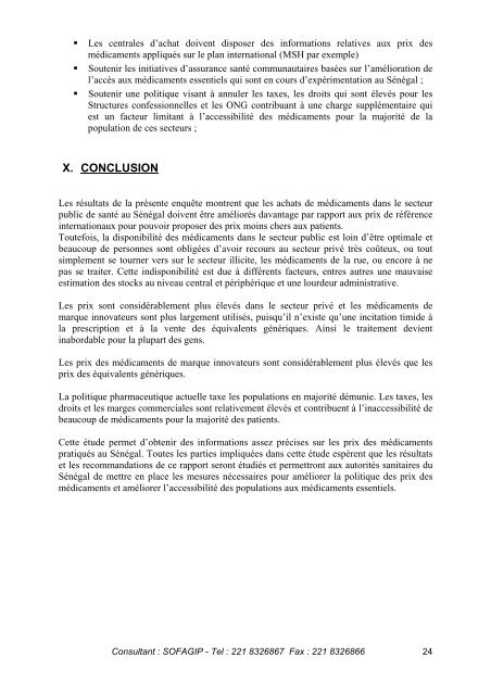 enquete sur les prix des medicaments au senegal