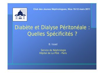 Diabète et Dialyse Péritonéale - Société de néphrologie