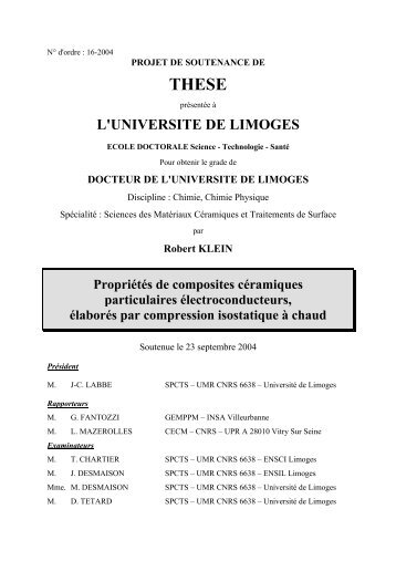 Propriétés de composites céramiques particulaires ...