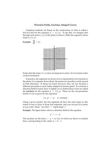 Direction Fields, Isoclines, Integral Curves - MIT OpenCourseWare