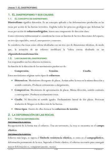 2º Bach- Geología – Unidad 7 – El diastrofismo