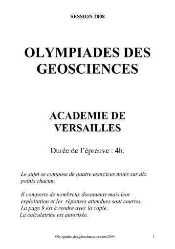 olympiades des geosciences - Les SVT dans l'académie de Versailles