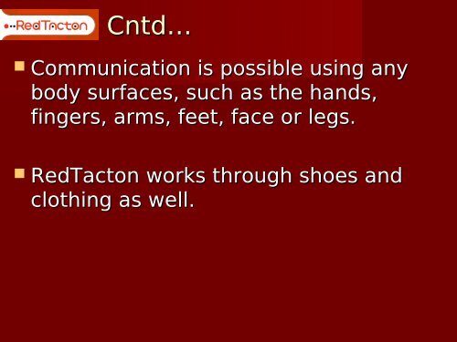 RedTacton Human Area Networking Technology - 123SeminarsOnly