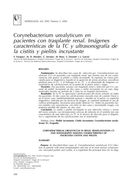 Corynebacterium urealyticum en pacientes con ... - Nefrología