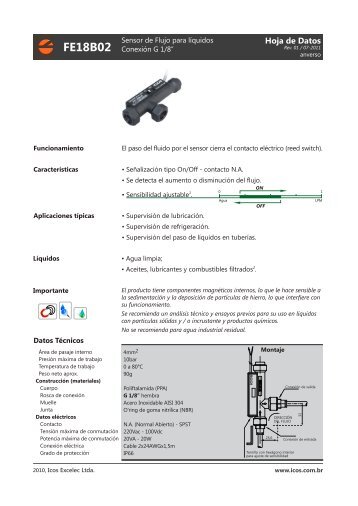 Sensores ICOS para Control de Caudal - Catálogo - Icos.com.br