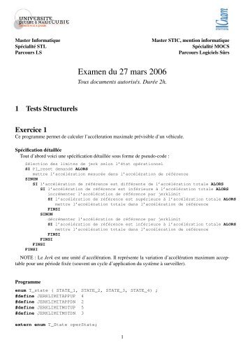 Examen du 27 mars 2006